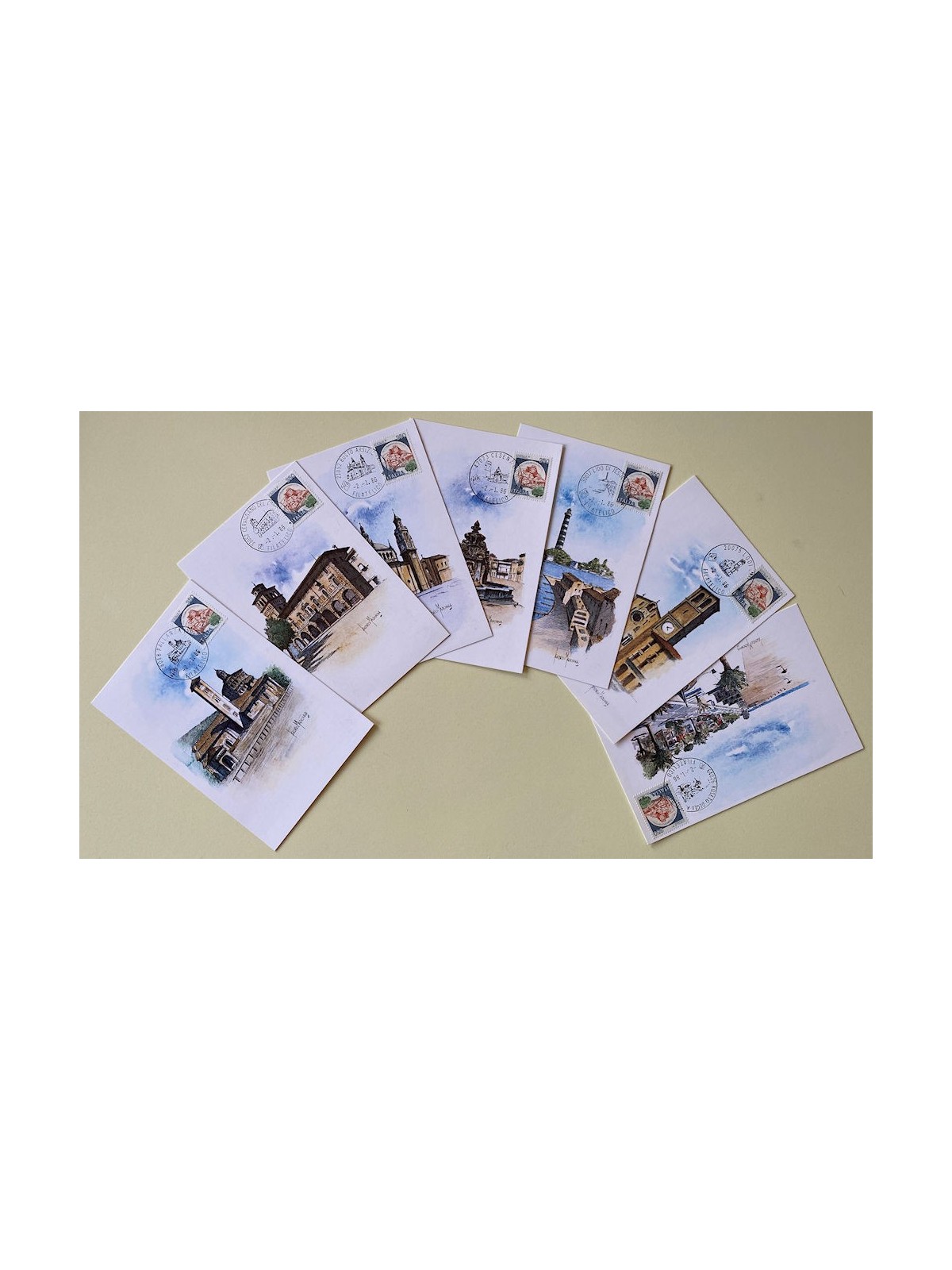 ITALY 1986 Collection of 7 postcards for philatelic offices
