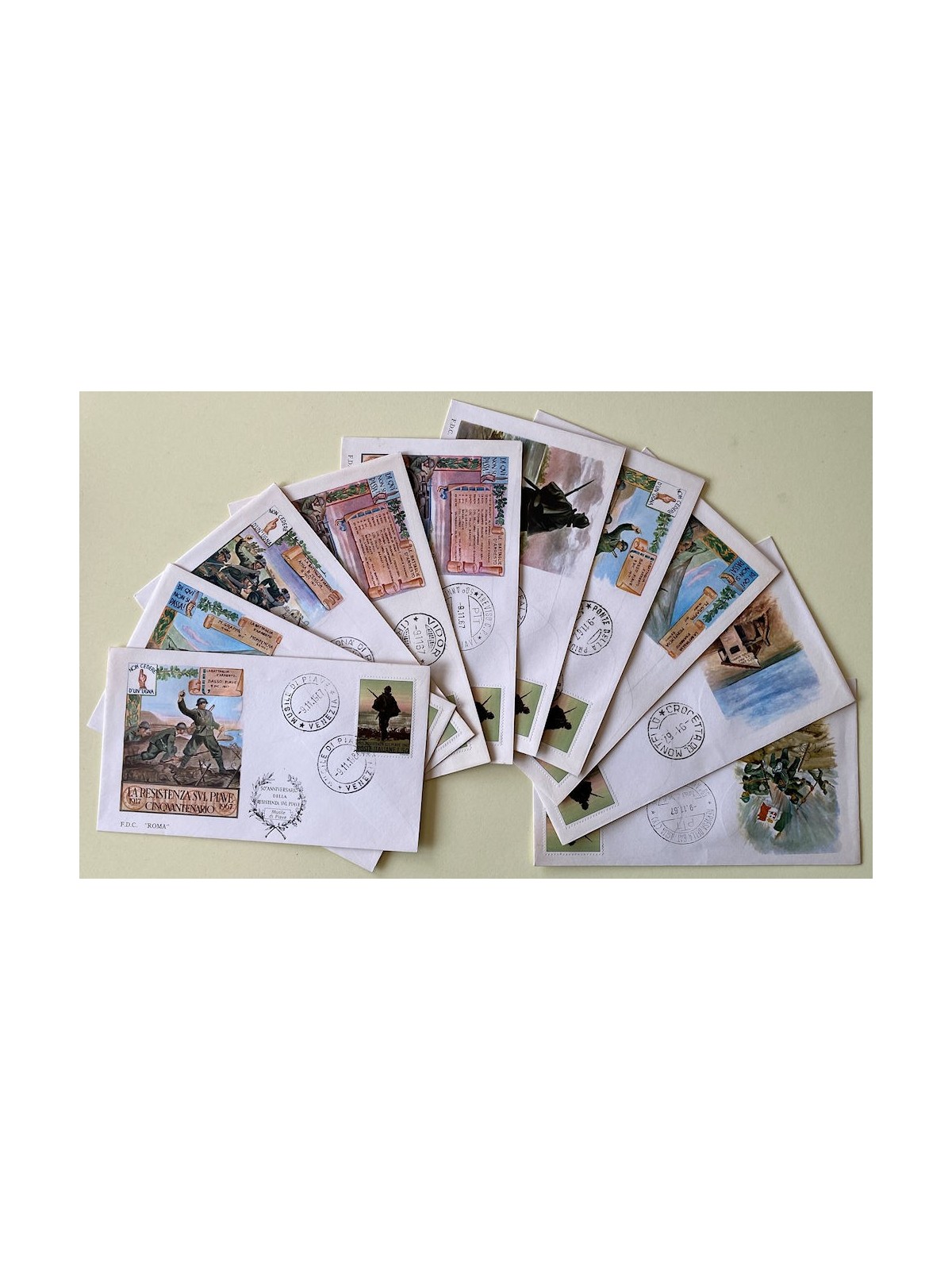 ITALIA 1967 FDC (Roma) Resistenza sul Piave (giro completo) 10 buste