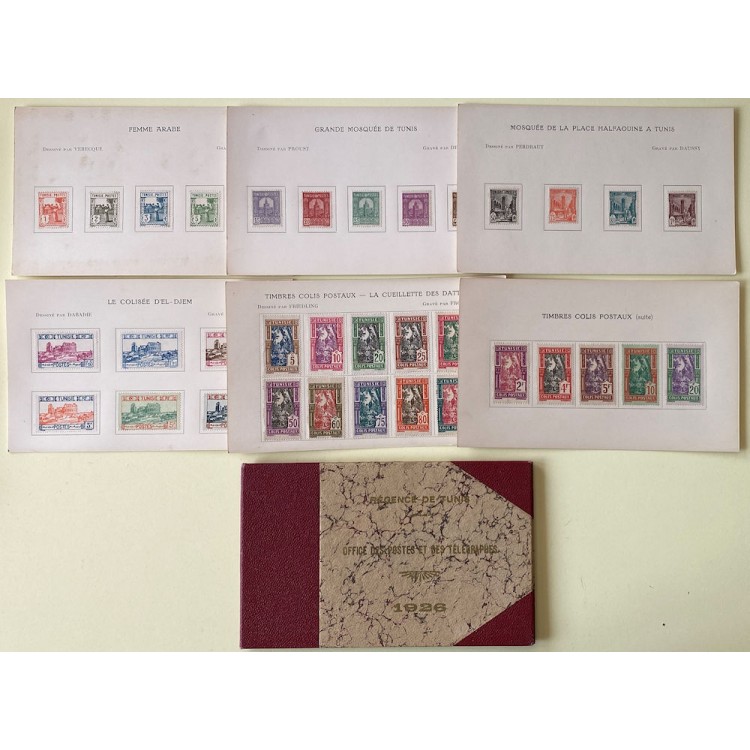TUNISIA 1926 Libretto ufficiale contenente 6 foglietti con le emissioni dell'annata