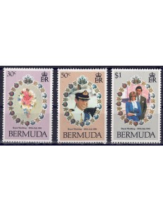 BERMUDA 1981 Charles and Diana 3v MNH**