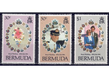 BERMUDA 1981 Charles and Diana 3v MNH**