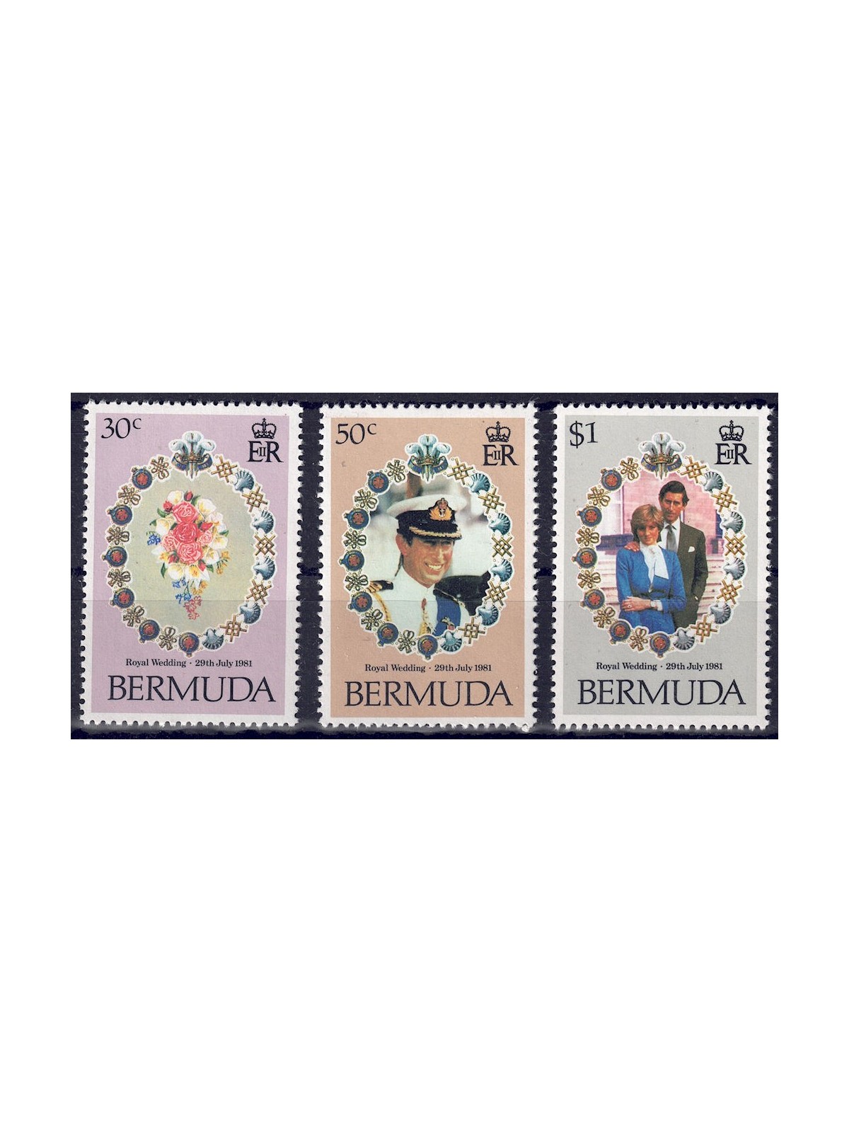 BERMUDA 1981 Charles and Diana 3v MNH**