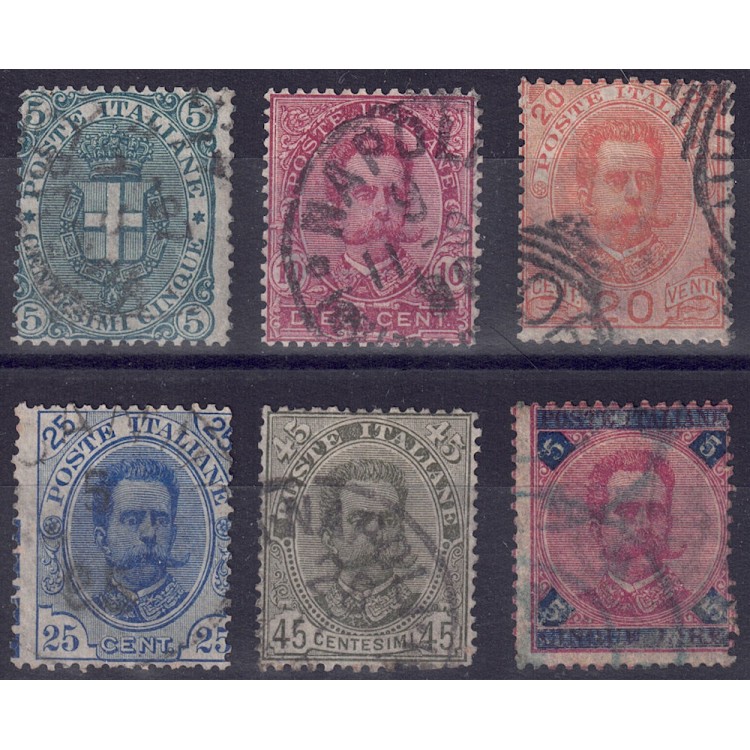 ITALIA REGNO 1891 Stemma e effigie di Umberto I 6v us