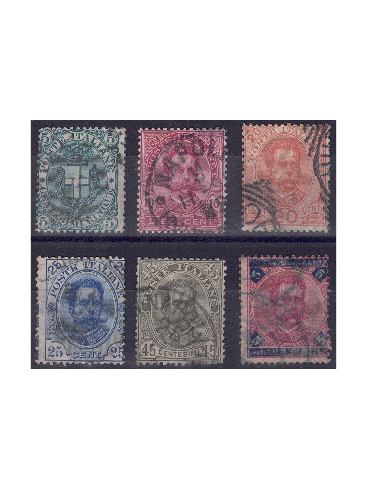 ITALY KINGDOM 1891 Coat of arms and effigy of Umberto I 6v us