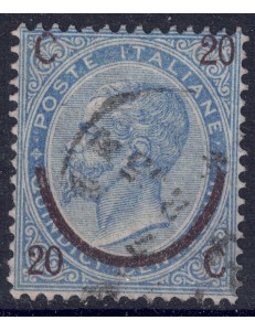 ITALIA REGNO 1865 Provvisorio 20c su 15c 3° tipo us