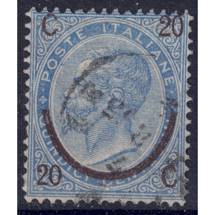 ITALIA REGNO 1865 Provvisorio 20c su 15c 3° tipo us