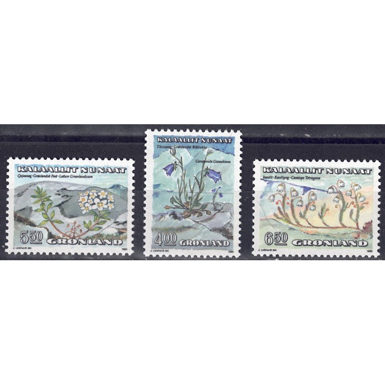 GREENLAND 1990 Flora (protected flowers) 3v MNH**