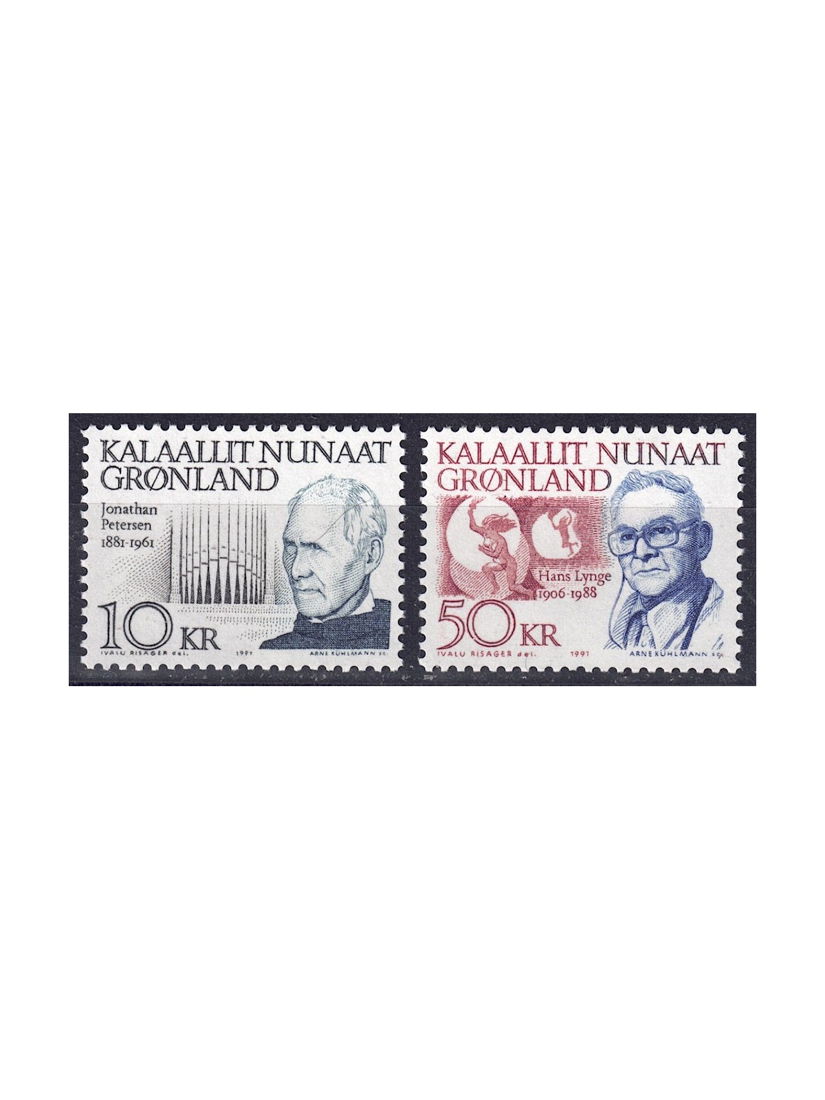 GREENLAND 1991 Jonathan Petersen and Hans Lynge 2v MNH**