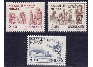 GREENLAND 1983 History of Greenland (4th series) 3v MNH**
