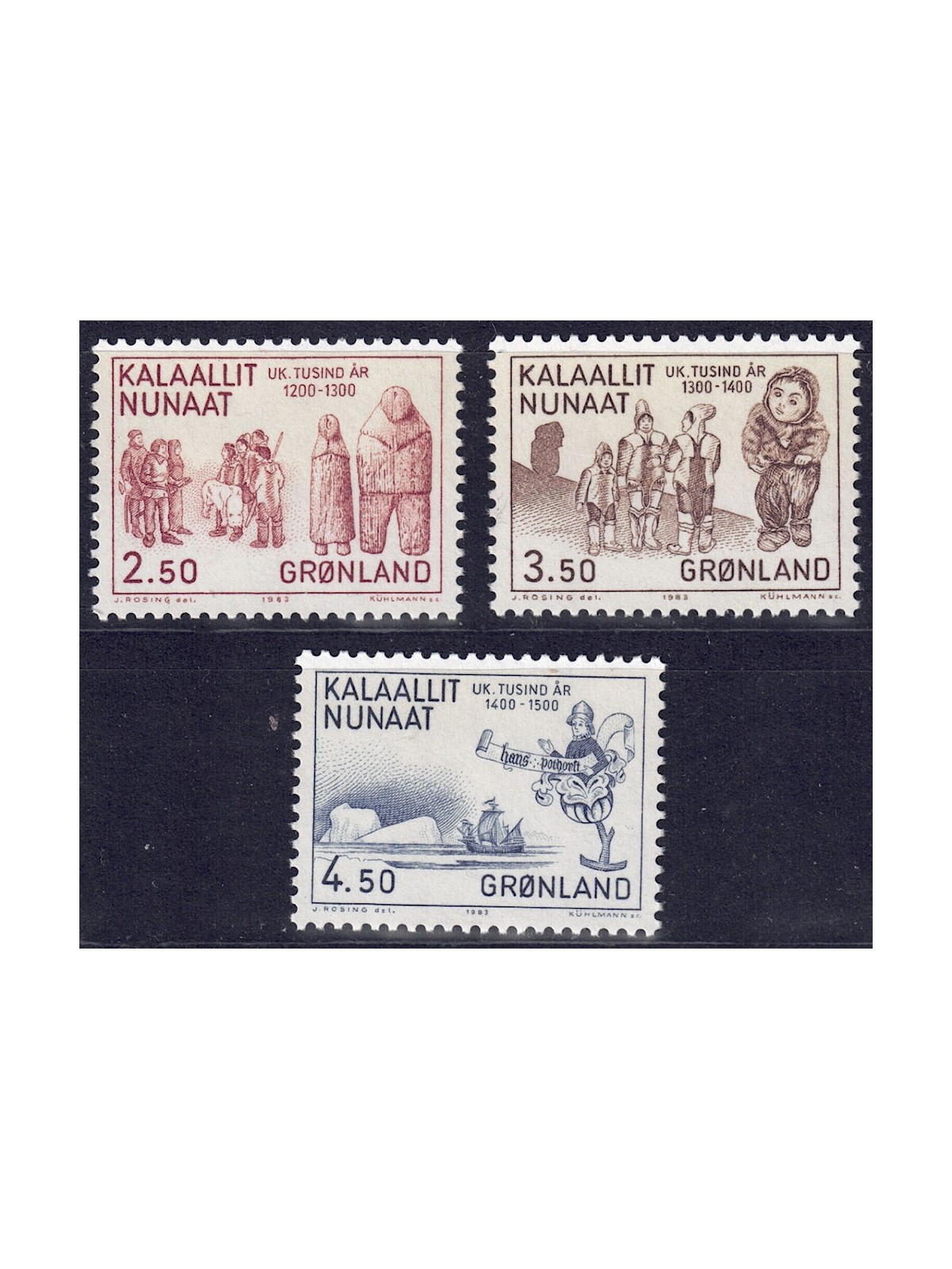 GROENLANDIA 1983 Storia della Groenlandia (4ª serie) 3v MNH**