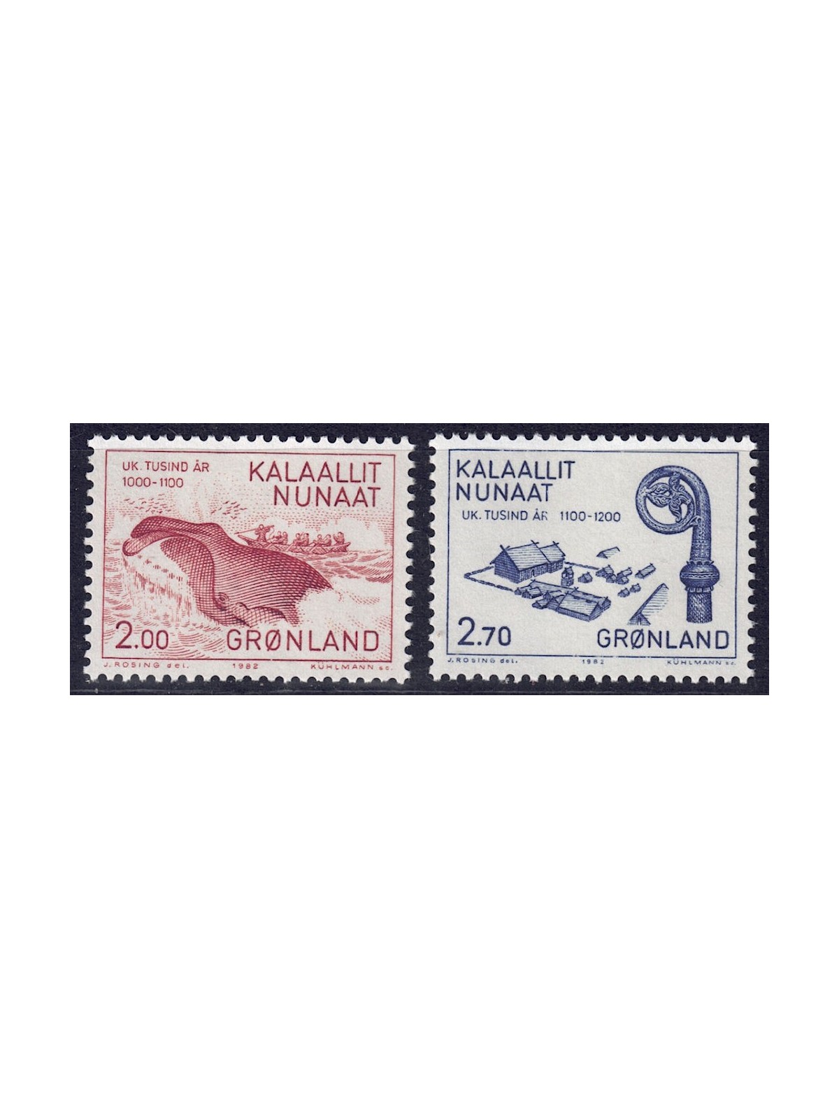 GROENLANDIA 1982 Storia della Groenlandia (3ª serie) 2v MNH**