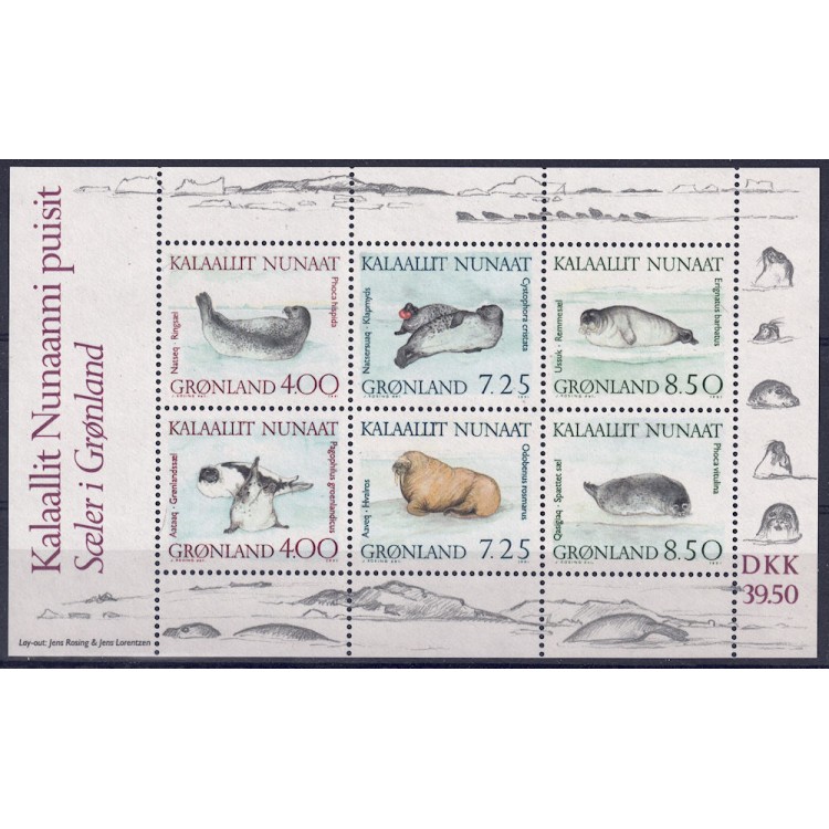GREENLAND 1991 Marine fauna (seals) s/s MNH**