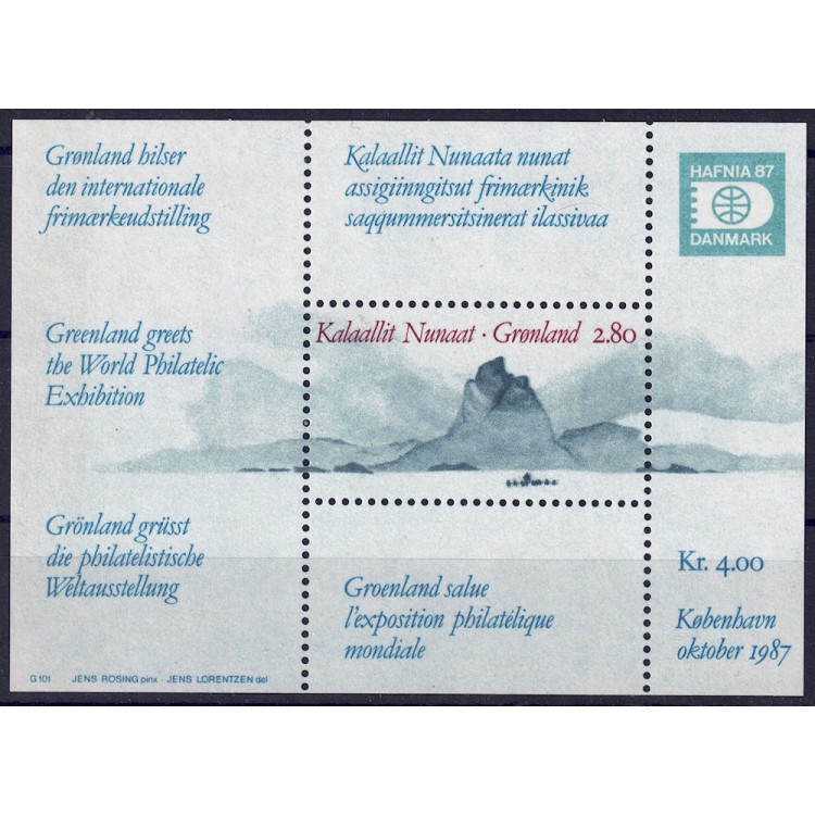 GREENLAND 1987 Philatelic Exhibition (mountains) s/s MNH**