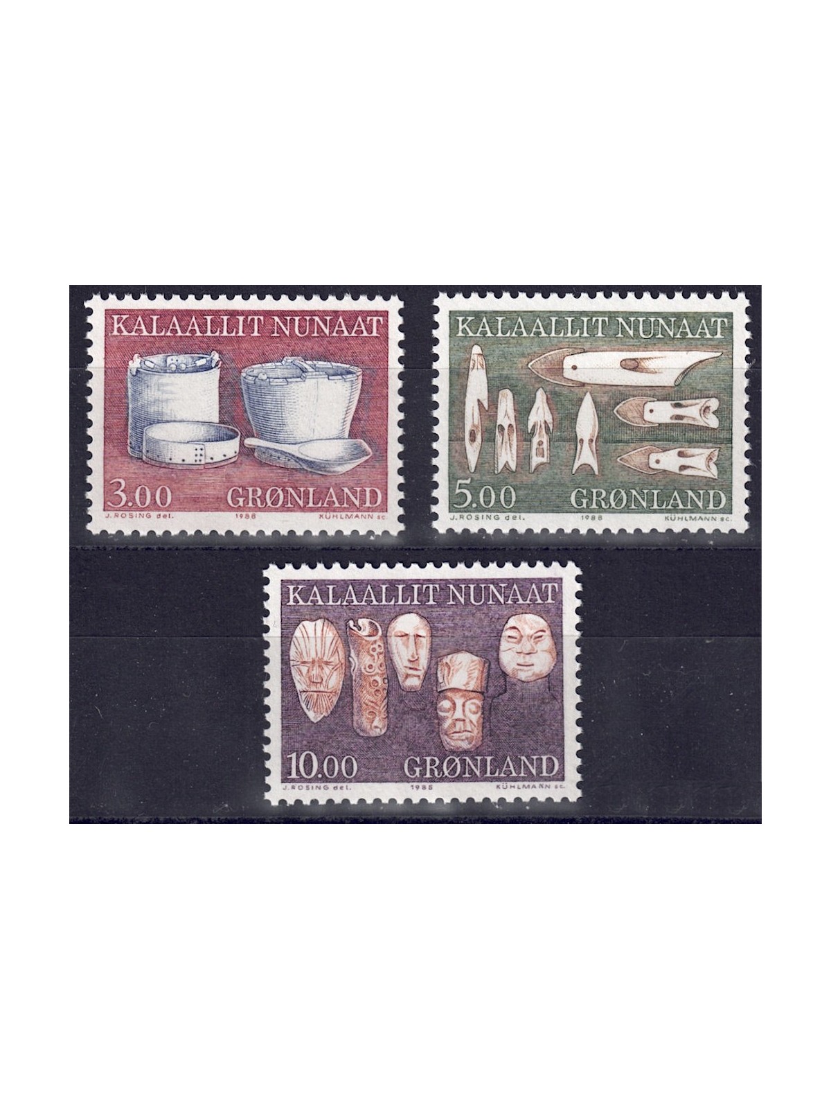 GROENLANDIA 1988 Artigianato locale 3v MNH**