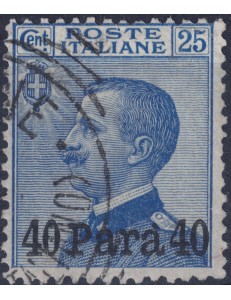 LEVANTE (Türkiye) 1908 Michetti 40 para su 25c azzurro us