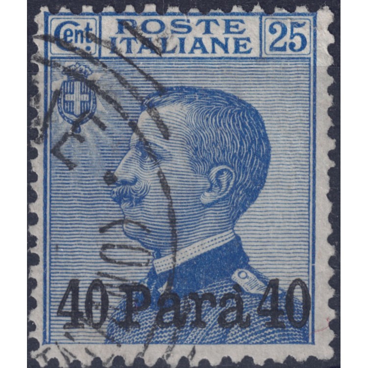 LEVANTE (Türkiye) 1908 Michetti 40 para su 25c azzurro us