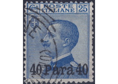 LEVANTE (Türkiye) 1908 Michetti 40 para su 25c azzurro us