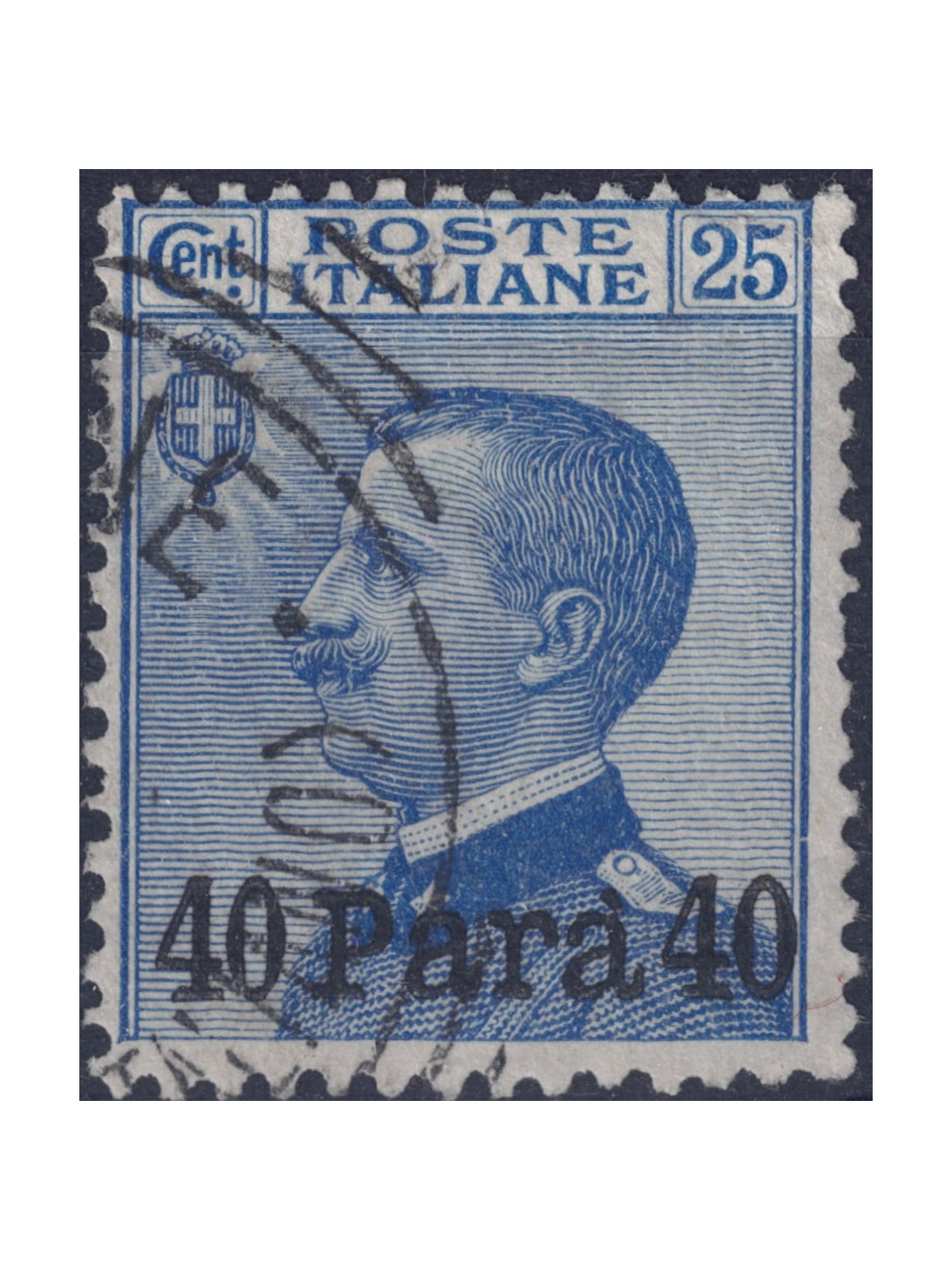 LEVANTE (Türkiye) 1908 Michetti 40 para su 25c azzurro us