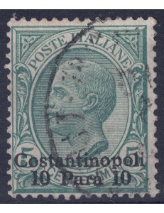 LEVANT (CONSTANTINOPLE) 1909-11 Effigy 10 para su 5c verde us