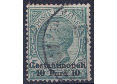 LEVANT (CONSTANTINOPLE) 1909-11 Effigy 10 para su 5c verde us