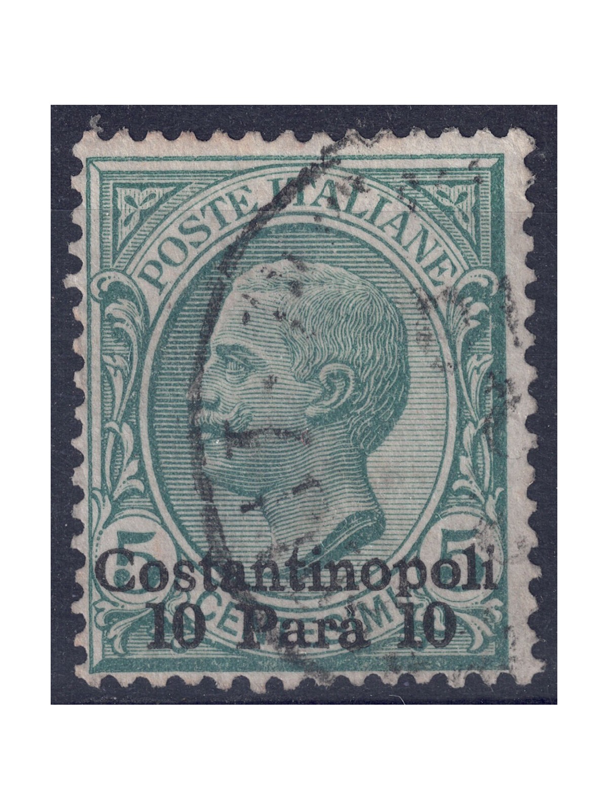 LEVANT (CONSTANTINOPLE) 1909-11 Effigy 10 para su 5c verde us