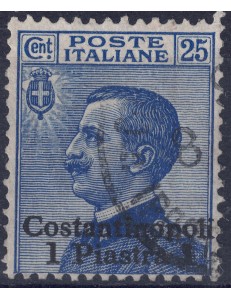 LEVANT (CONSTANTINOPLE) 1909-11 Effigy 1 piastre on 25c blue us