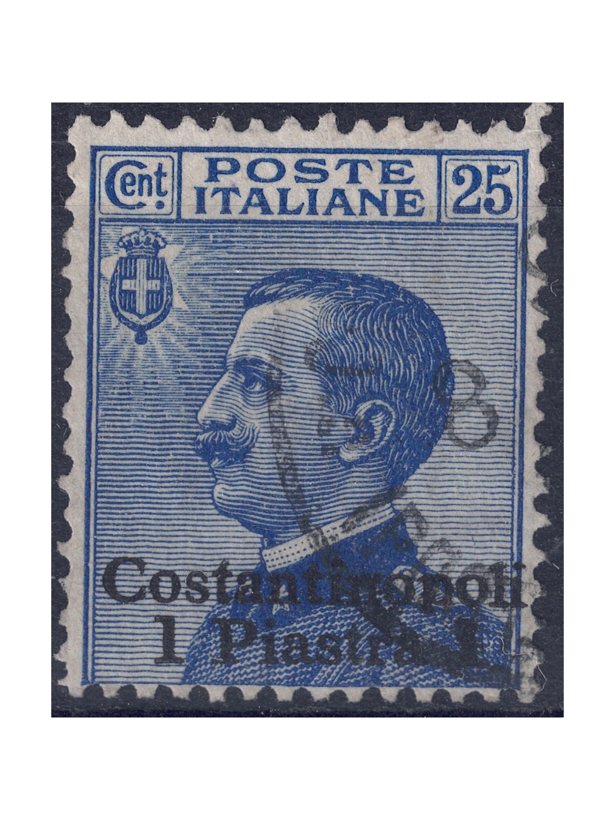 LEVANT (CONSTANTINOPLE) 1909-11 Effigy 1 piastre on 25c blue us