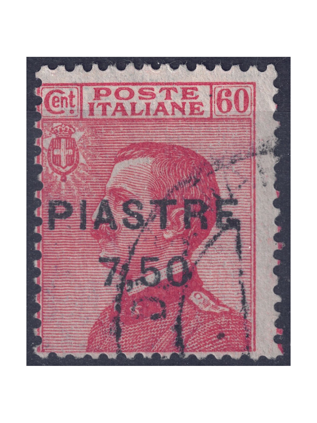 LEVANT (CONSTANTINOPLE) 1922 Effigy 7.50 piastres on 60c red us
