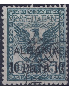 LEVANTE (ALBANIA) 1902 Serie ordinaria 10p su 5c verde (con ALBANIA) us