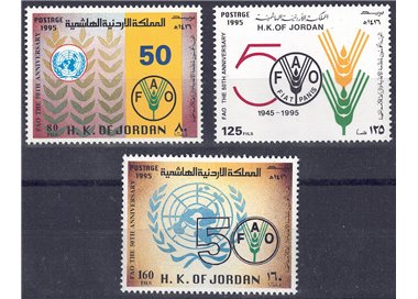 JORDAN 1995 Anniversary FAO 3v MNH**