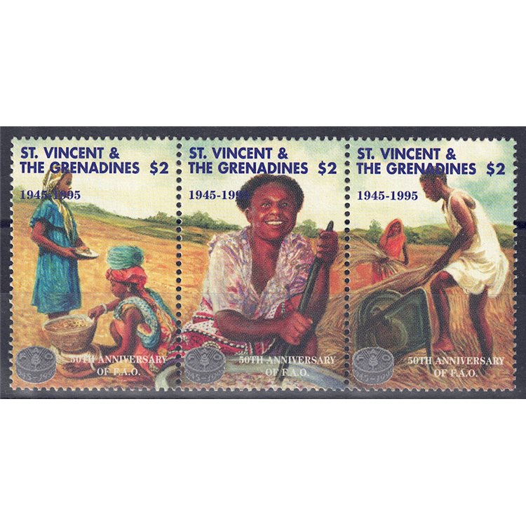 ST. VINCENT 1995 Anniversary FAO 3v MNH**