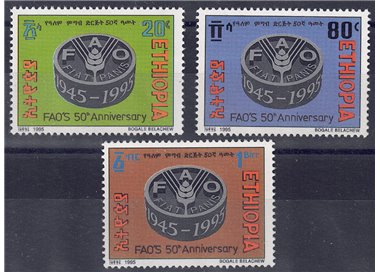 ETHIOPIA 1995 Anniversary FAO 3v MNH**
