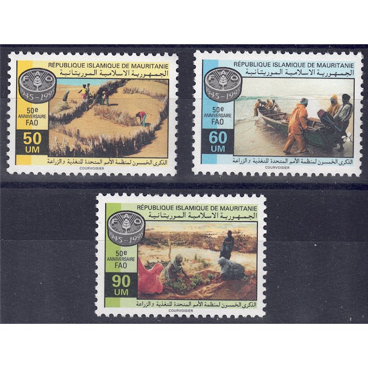 MAURITANIA 1995 Anniversary FAO 3v MNH**