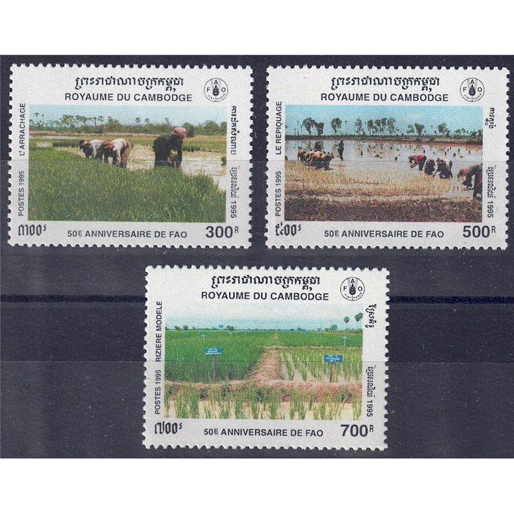 CAMBOGIA 1995 Anniversario FAO 3v MNH**