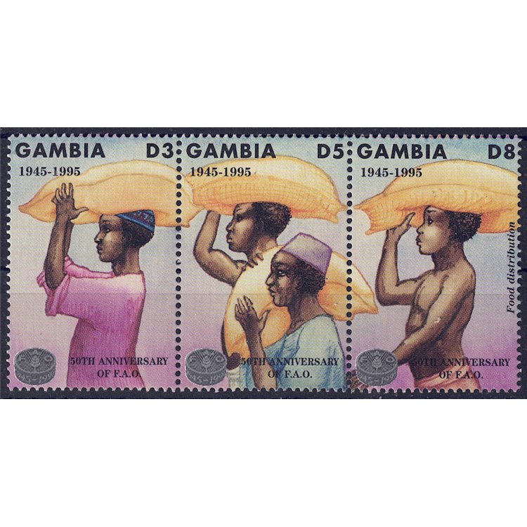 GAMBIA 1995 Anniversario FAO 3v MNH**