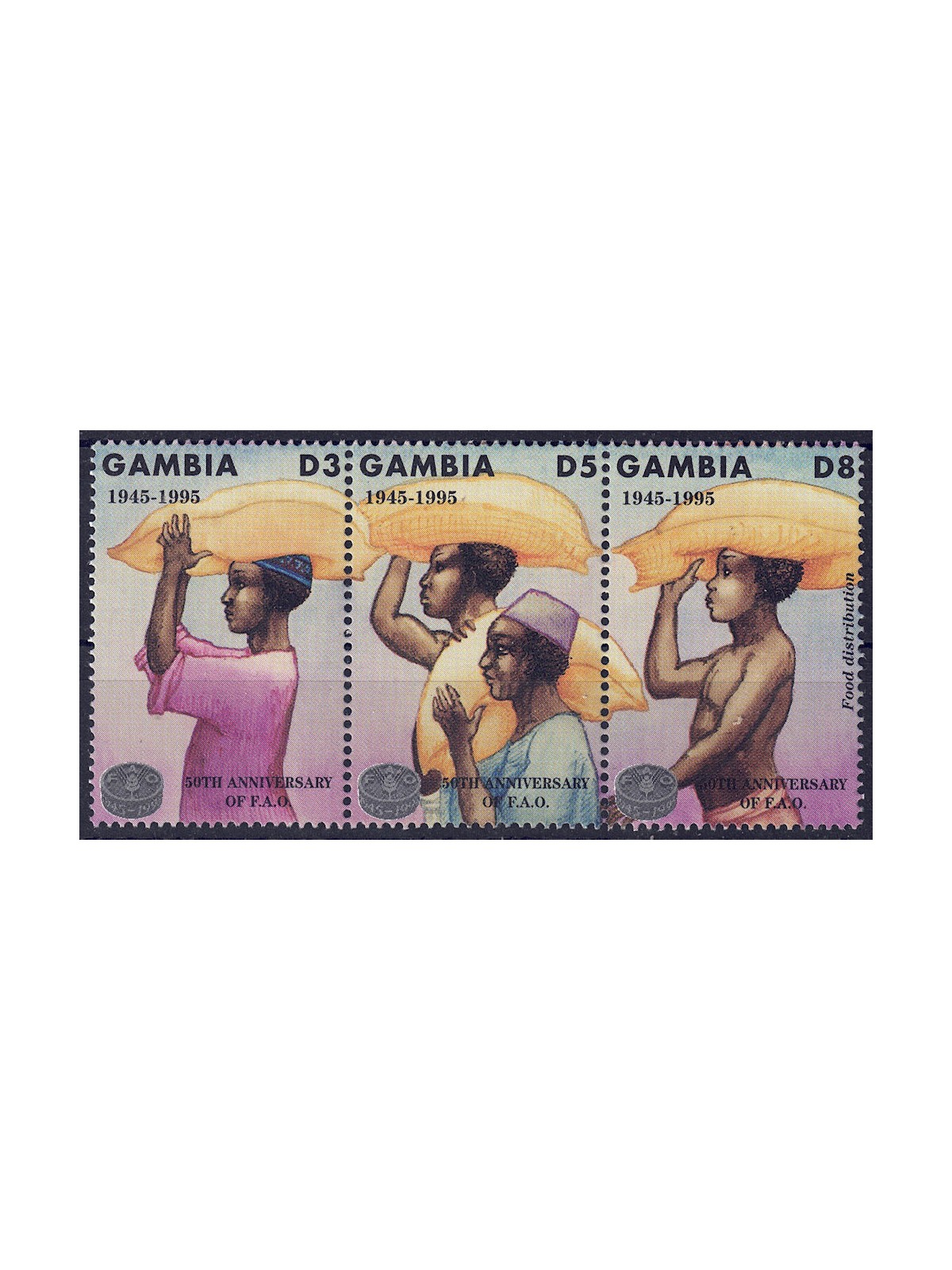 GAMBIA 1995 Anniversario FAO 3v MNH**