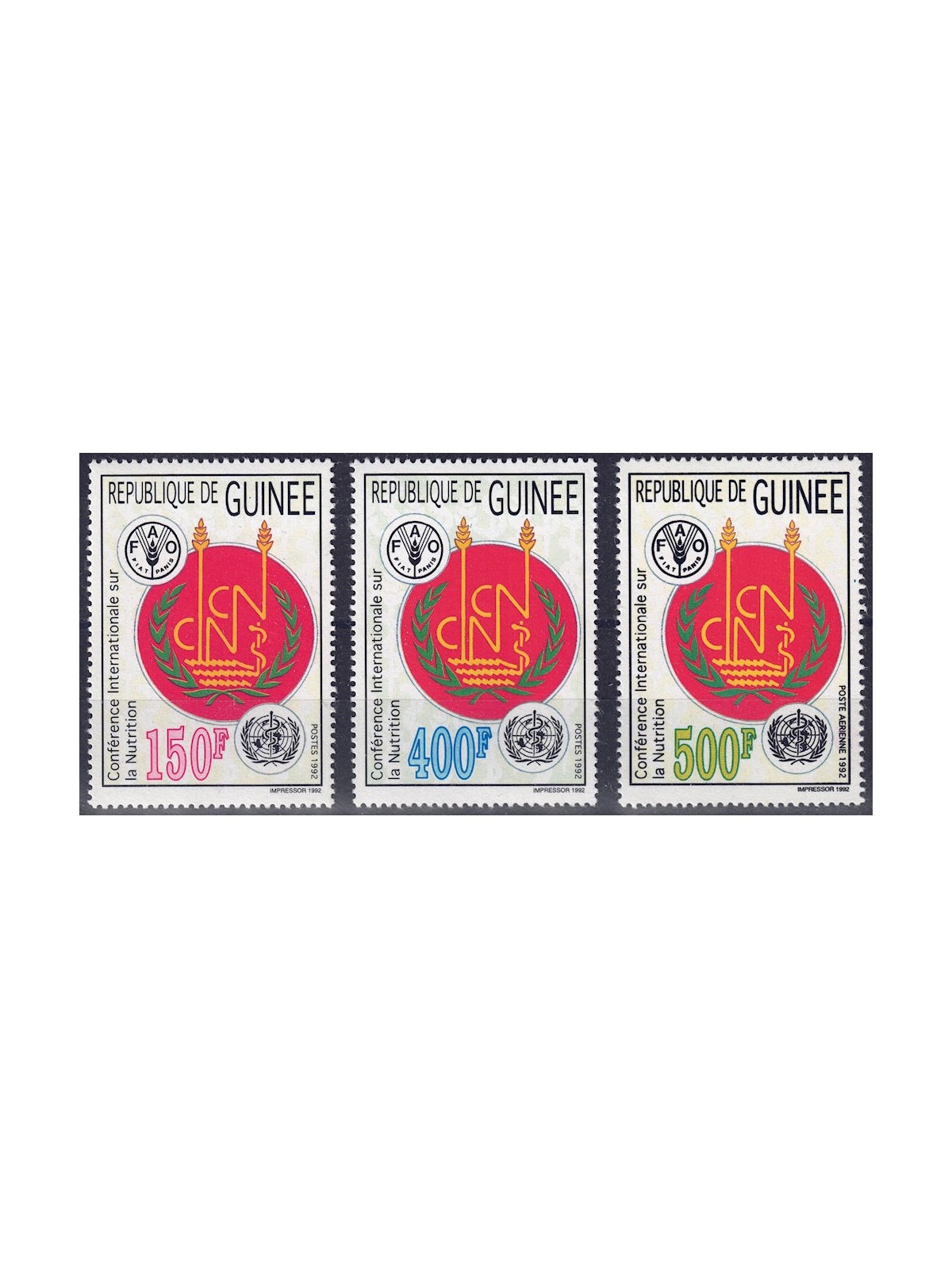 GUINEA 1992 Conferenza sulla Nutrizione 3v MNH**