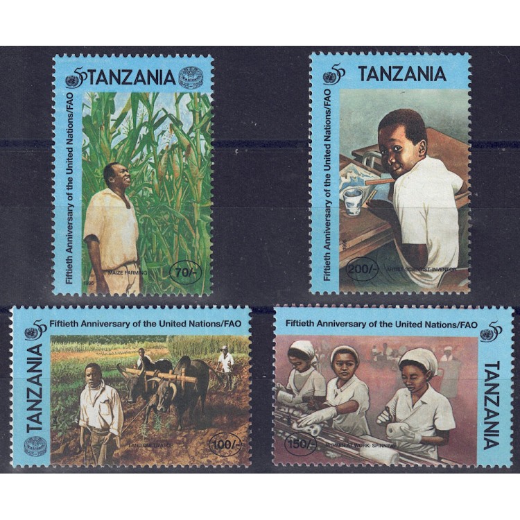 TANZANIA 1995 Anniversary FAO and UN 4v MNH**
