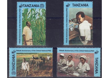 TANZANIA 1995 Anniversary FAO and UN 4v MNH**
