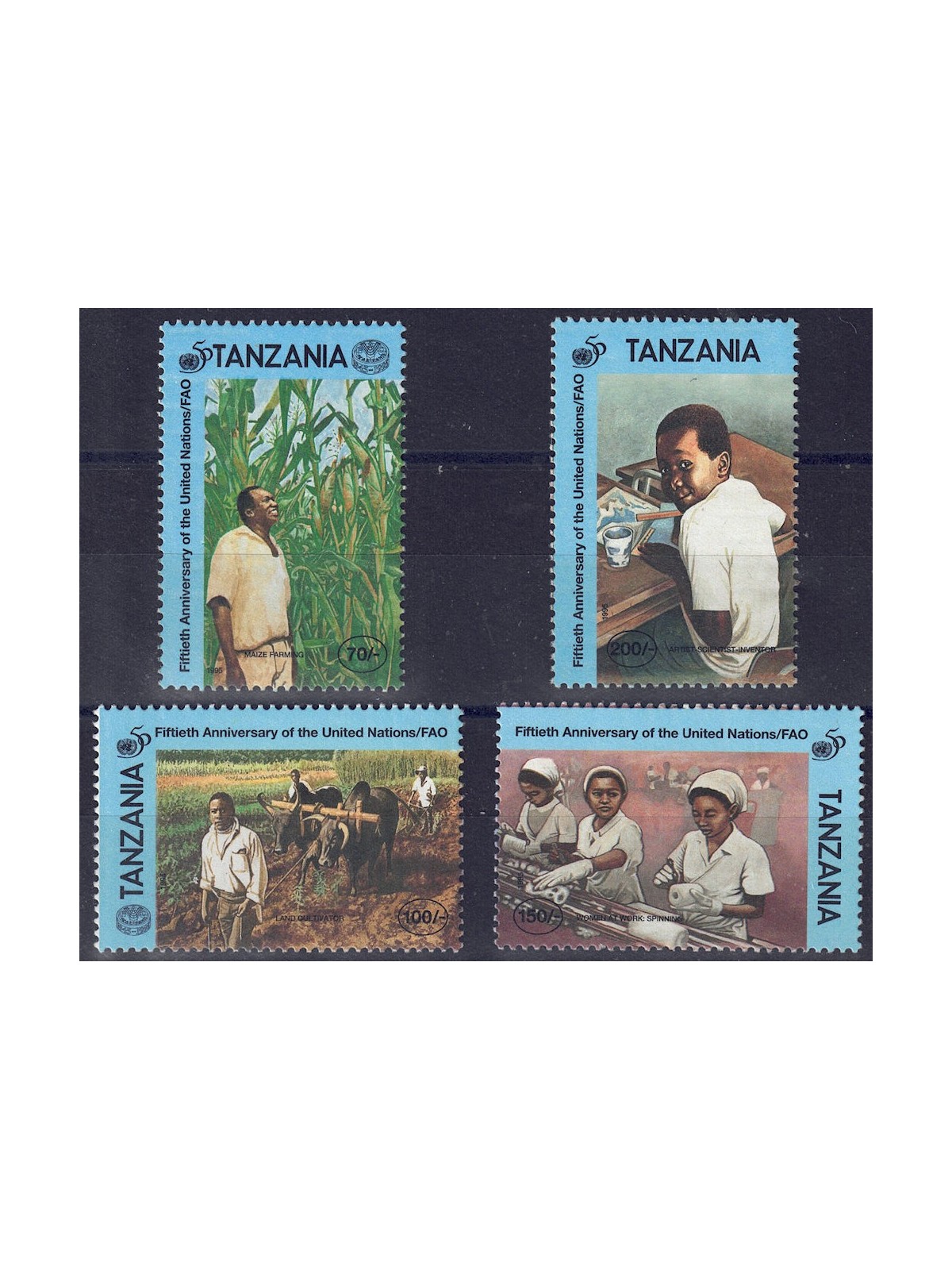 TANZANIA 1995 Anniversary FAO and UN 4v MNH**