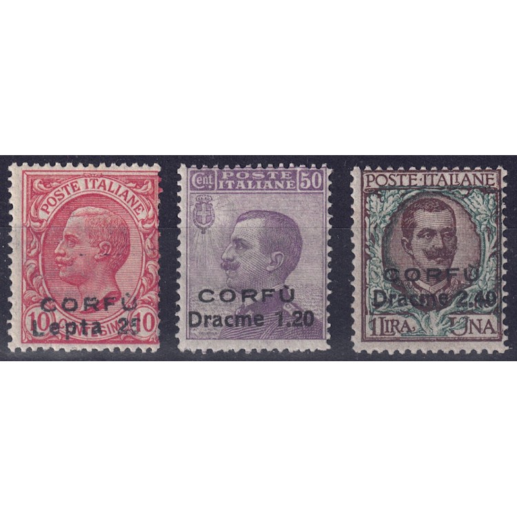 CORFU (ITALIAN WEST) 1923 Overprinted in Greek coin 3v MNH** ©