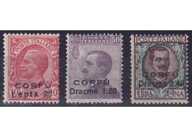 CORFU (ITALIAN WEST) 1923 Overprinted in Greek coin 3v MNH** ©