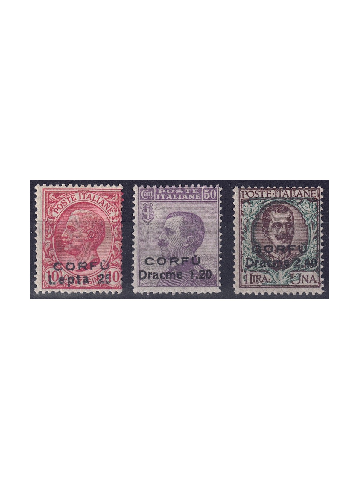 CORFU (ITALIAN WEST) 1923 Overprinted in Greek coin 3v MNH** ©
