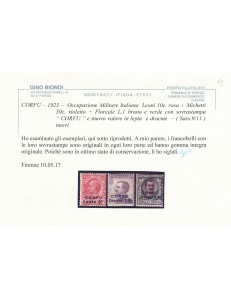 CORFU' (OCC. ITALIANA) 1923 Soprastampati in moneta greca 3v MNH