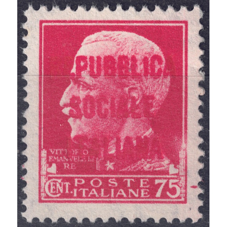 ITALY RSI 1944 Variety 75c Imperial (exchanges overlay text) MNH** ©