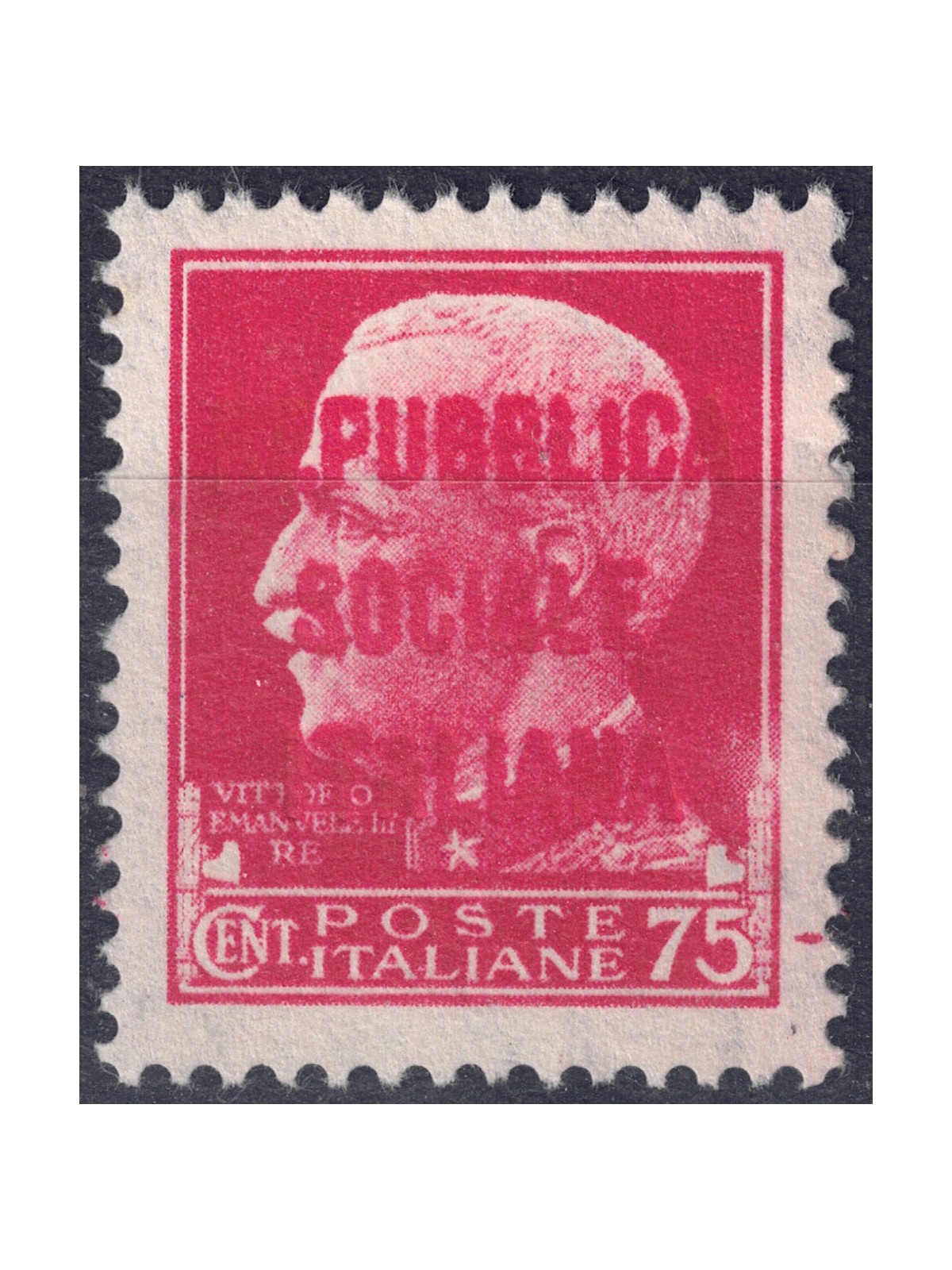 ITALY RSI 1944 Variety 75c Imperial (exchanges overlay text) MNH** ©