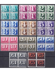 GRAN BRETAGNA 1970-73 Segnatasse 11v in quartina MNH**