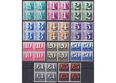 GRAN BRETAGNA 1970-73 Segnatasse 11v in quartina MNH**