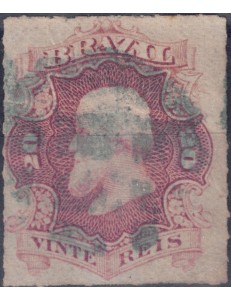 BRASILE 1876-77 Pedro II 20r lilla bruno us