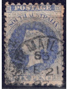 AUSTRALIA DEL SUD 1856-59 Effigie di Vittoria (6p blu ardesia) us